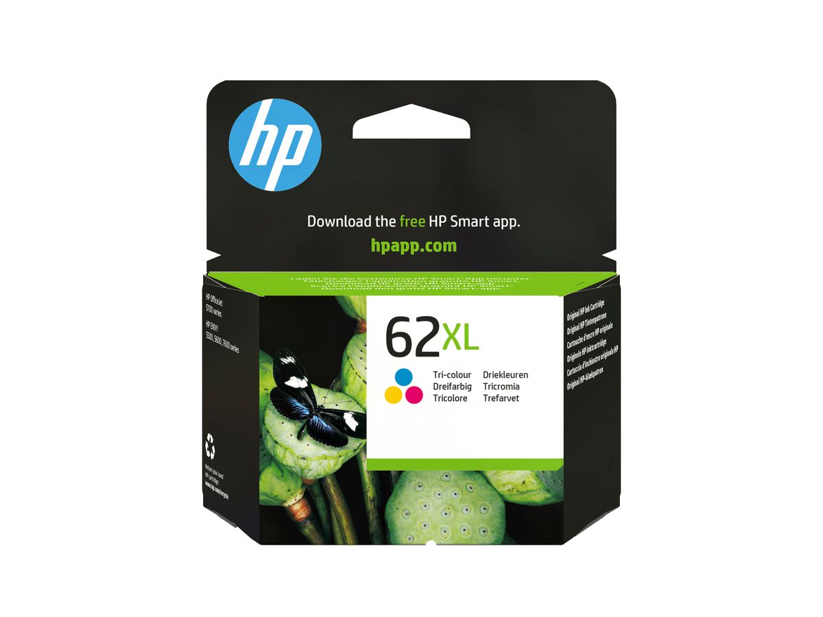 HP 62XL Cyan/Magenta/Gelb Original Tintenpatrone mit hoher Reichweite