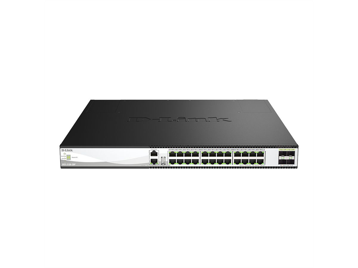D-Link DXS-3130-28P/E 28-Port 10G Switch, Managed Stackable PoE++ 25G-Uplinks
