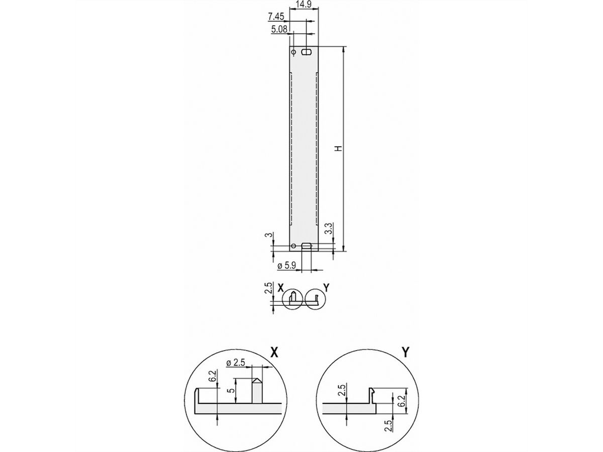 SCHROFF Frontplatten, U-Profil, schirmbar - TEILFRONTPLATTE 3HE 3TE