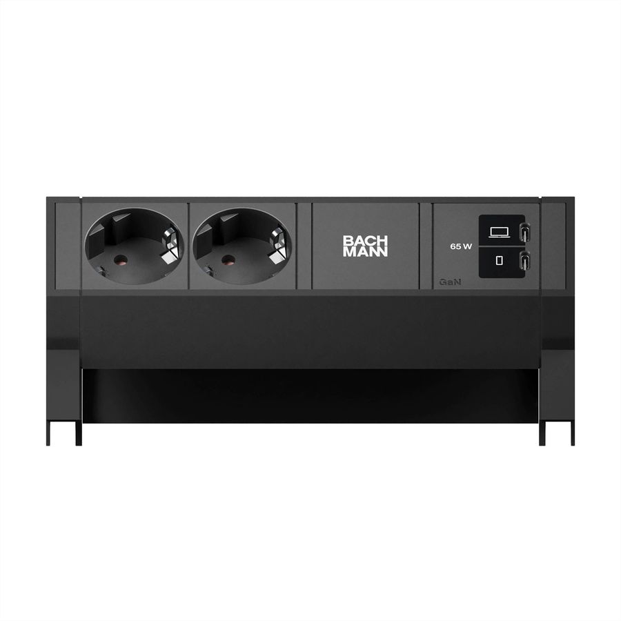 BACHMANN DESK2 2xCEE7/3 1xUSB C/C 65W, L=0,2m RAL9005