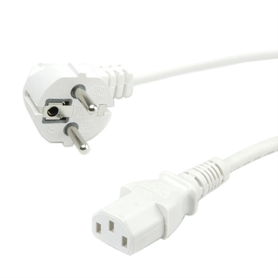 VALUE Netzkabel, CEE7/7-Stecker & IEC-Buchse gerade, weiß, 1,8 m