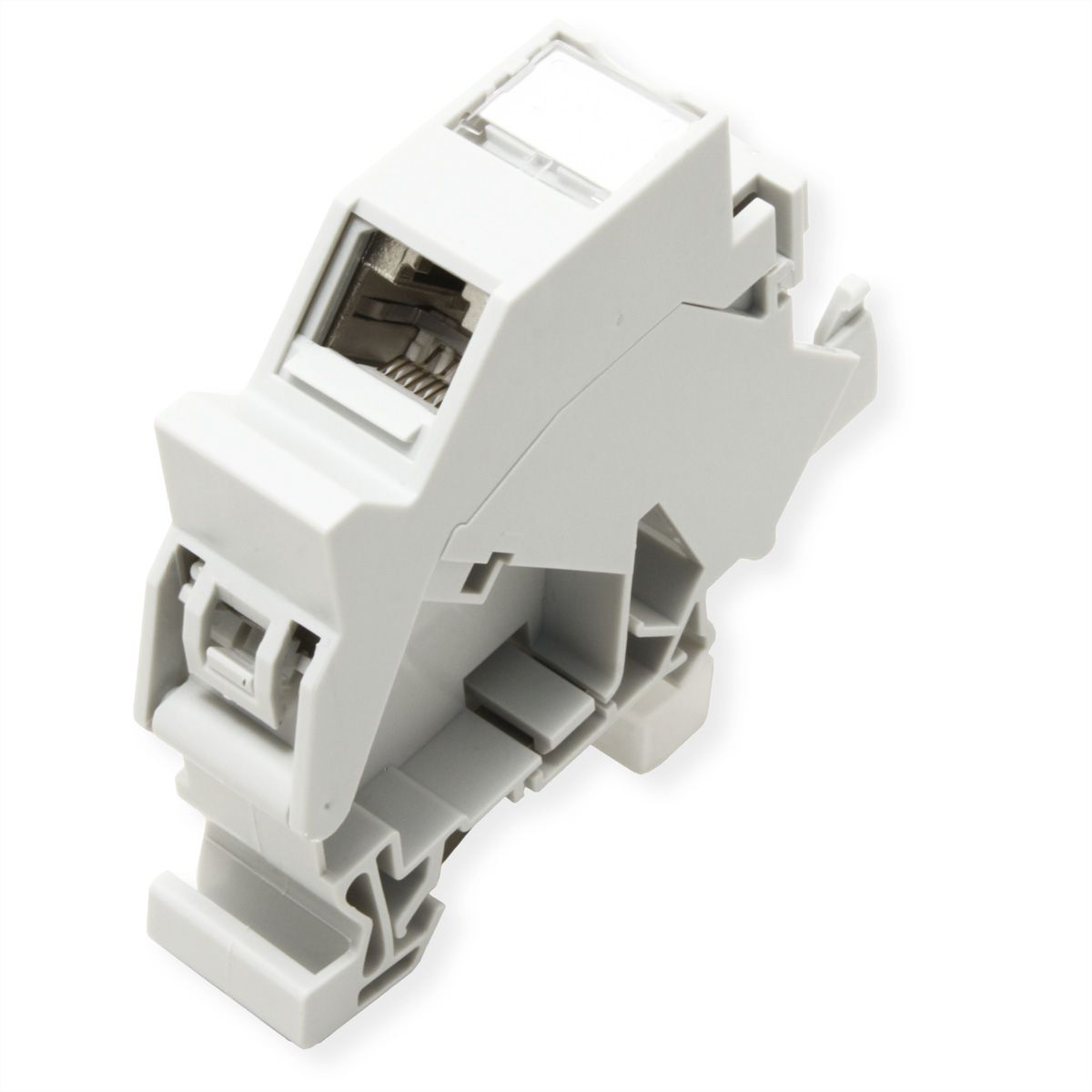 ROLINE Tragschienenadapter für Keystone Module, inkl. Cat.6A Keystone, geschirmt, 45°
