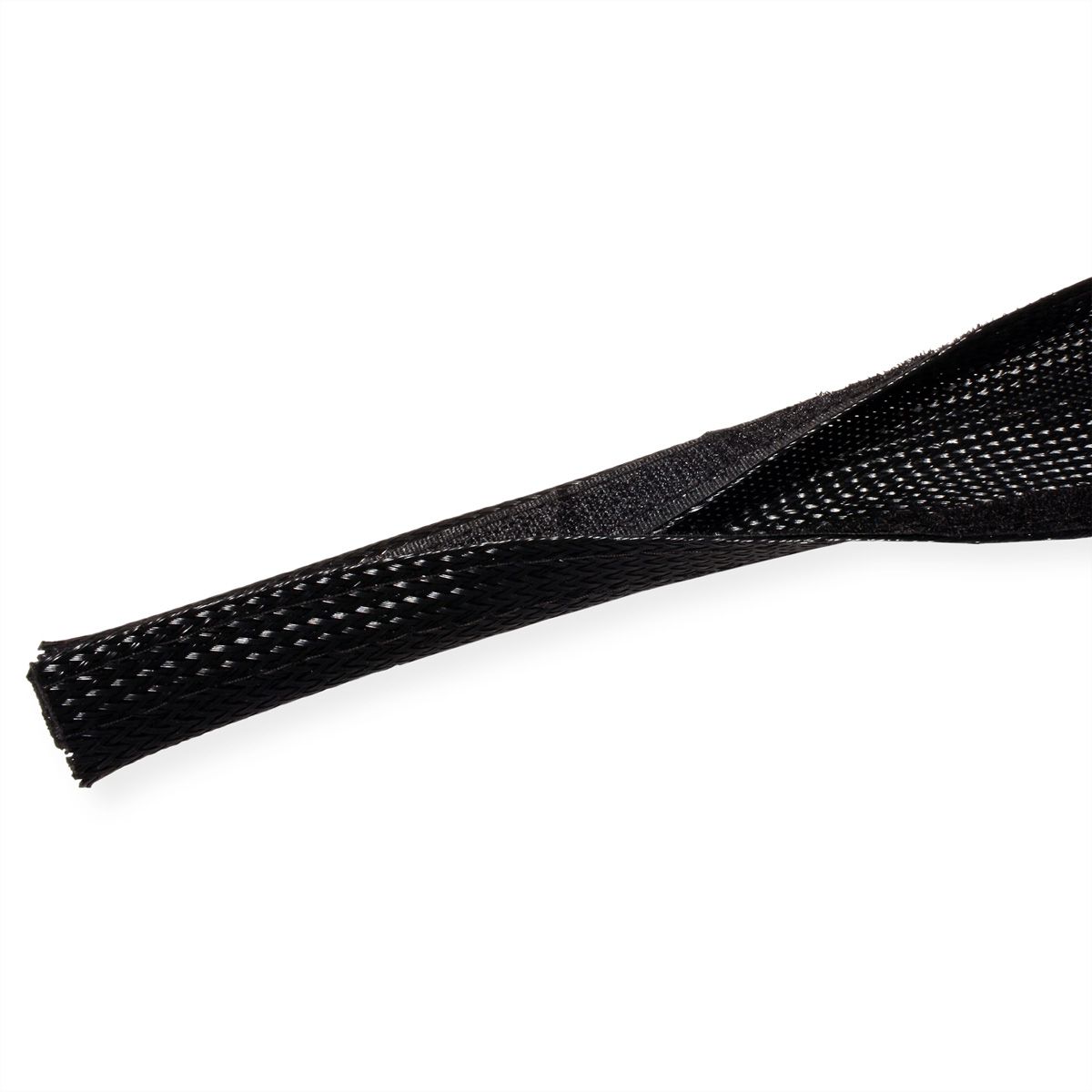 ROLINE PVC Gewebeschlauch für Kabelbündelung, mit Klettband, schwarz, 2,5 m