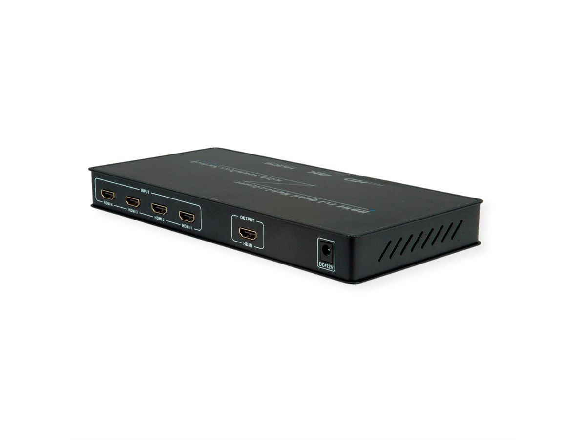 ROLINE HDMI 4x1 QUAD Multi-Viewer Switch, nahtlose Umschaltung