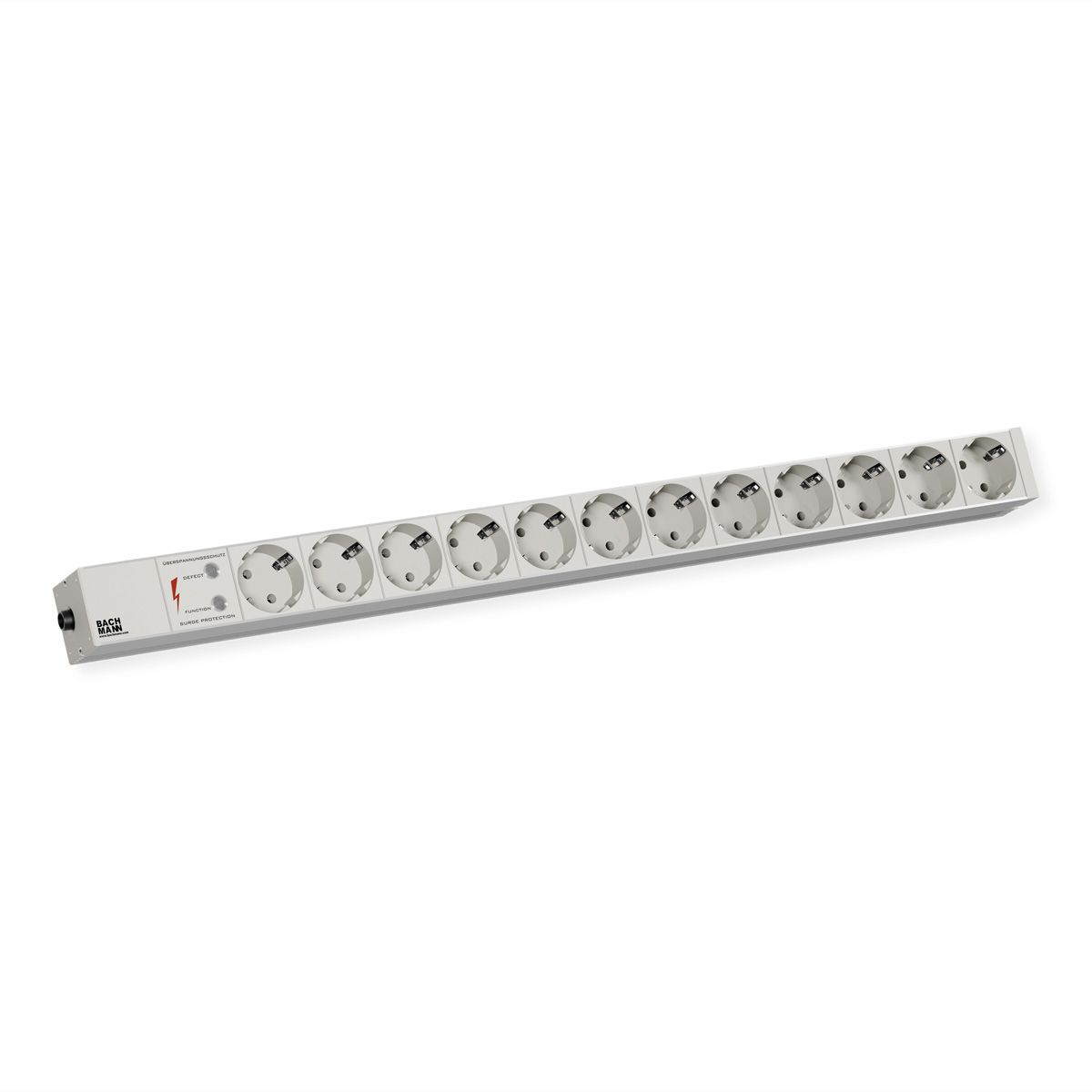 BACHMANN IT PDU ALU 1HE 12x Schutzkontakt, ÜSS, Zuleitung mit Schutzkontaktstecker