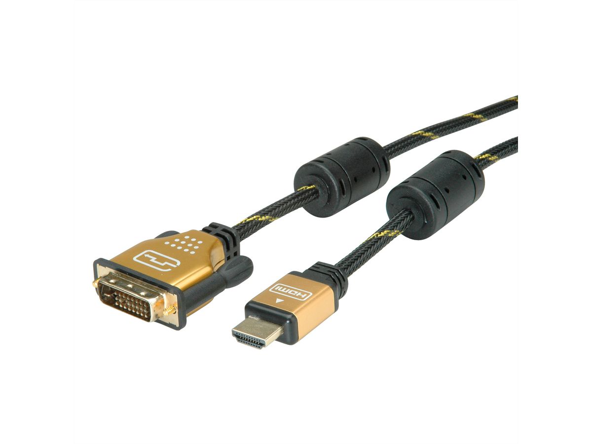 ROLINE GOLD Monitorkabel DVI (24+1) - HDMI, ST/ST, 10 m