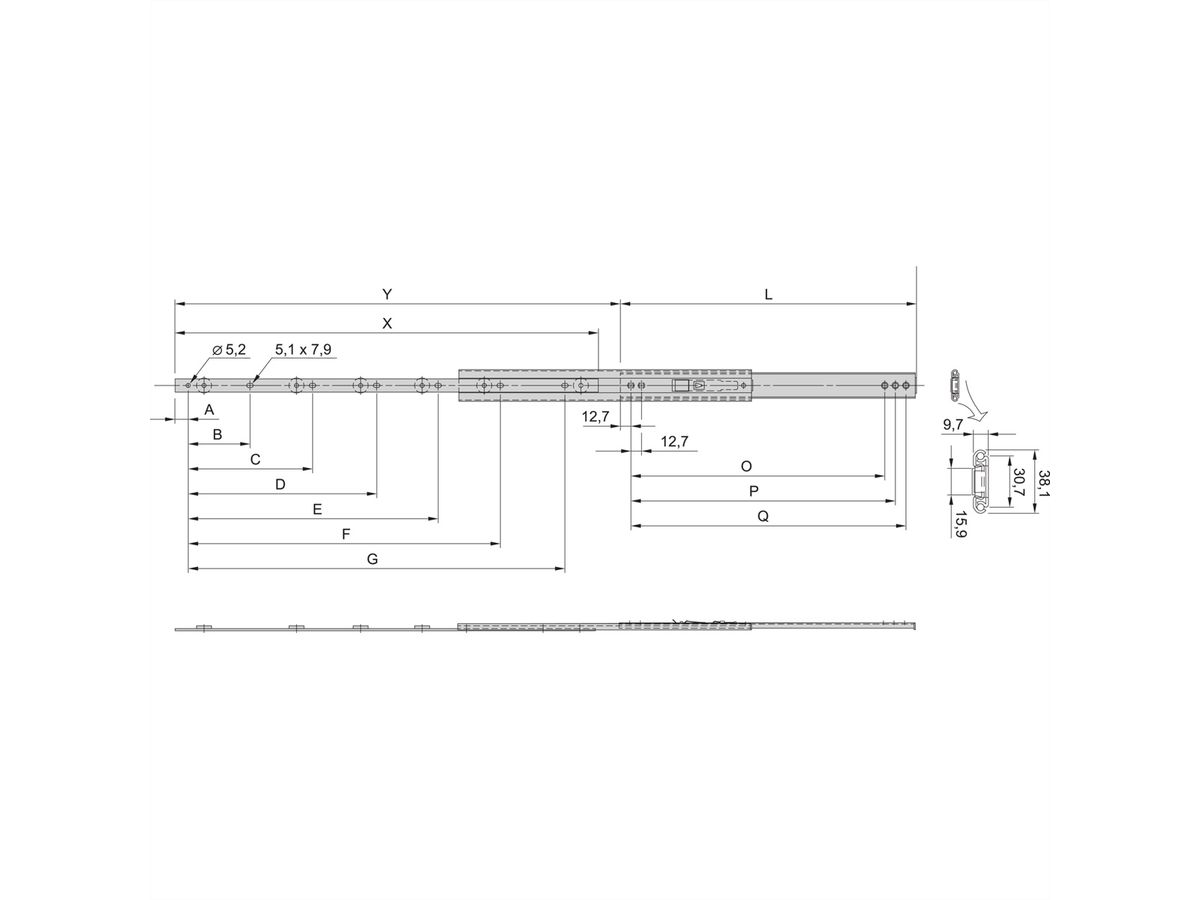 SCHROFF Universal 1 HE Teleskopschiene - TELESK.SCH.UNIV.1HE 610T (2X)