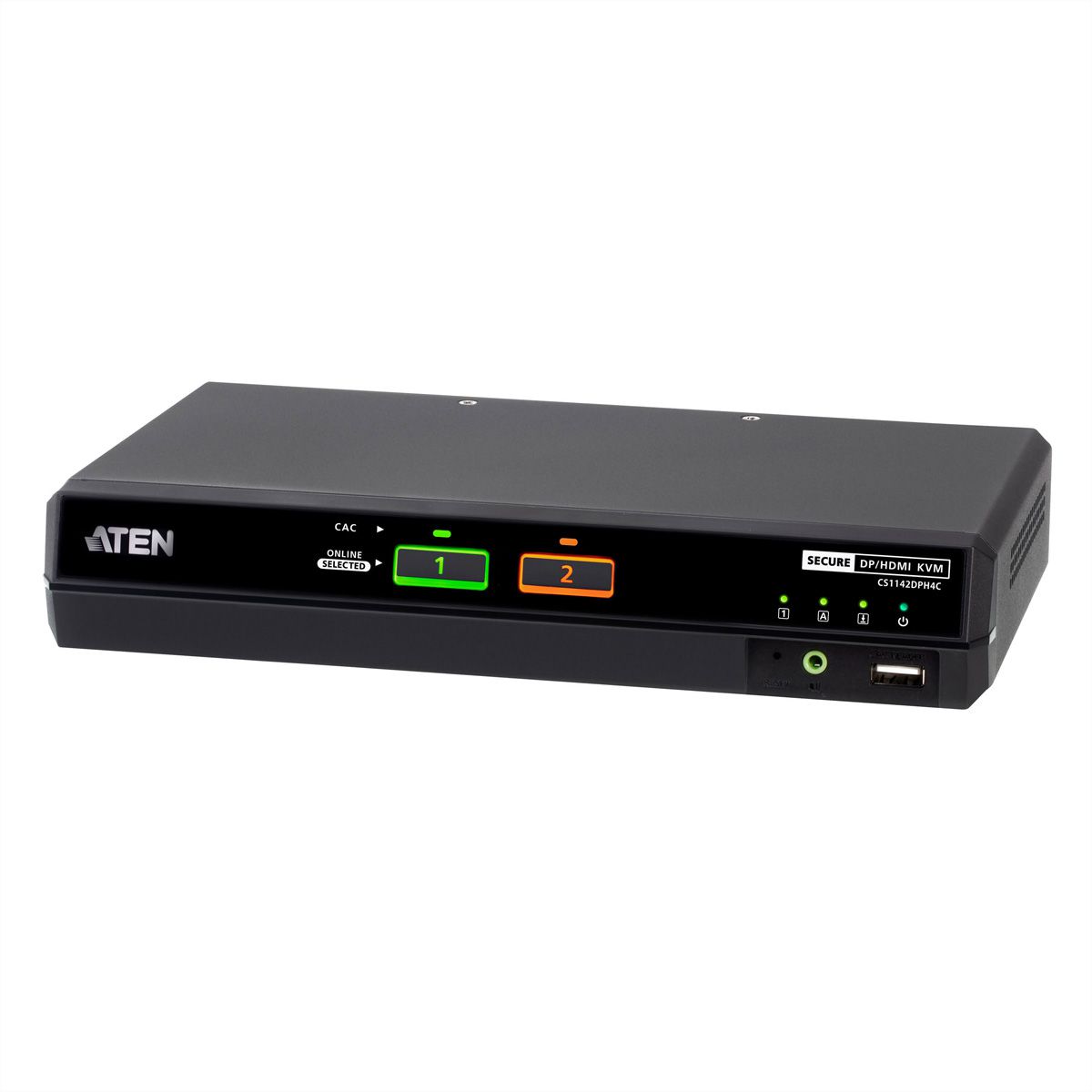 ATEN CS1142DPH4C 2-Port USB 5K DP/HDMI, Dual Bildschirm Universal Secure KVM Switch mit Cardreader