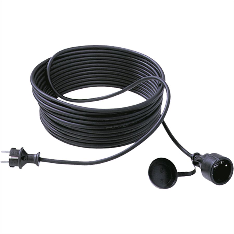 BACHMANN Extension 3G1,5mm², H07RR-F Gummi Schutzkontakt, schwarz, 10 m
