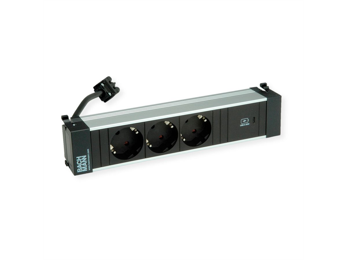 BACHMANN POWER FRAME M 3xCEE7/3, 1xUSB C 30W 0,2m GST18