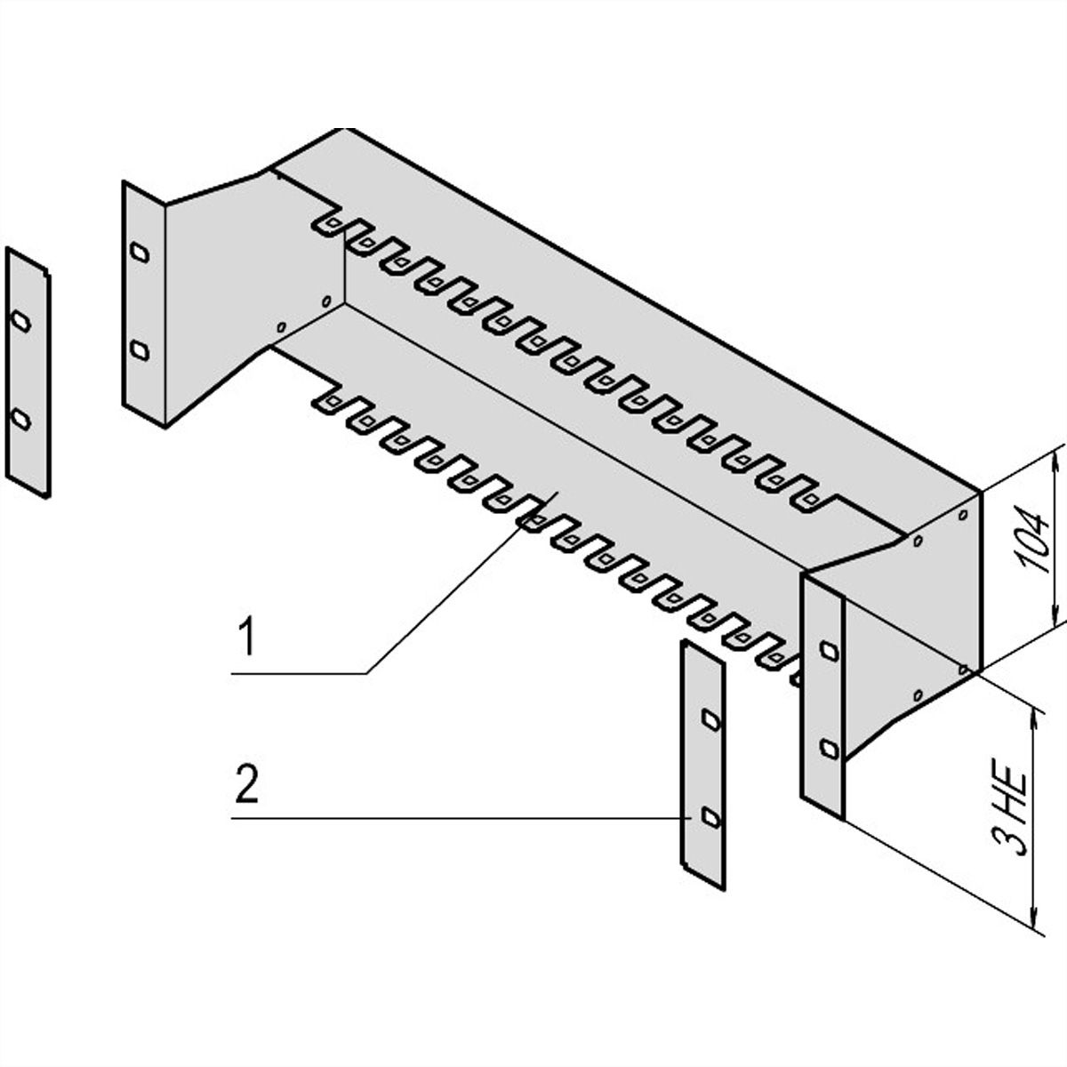 SCHROFF 19"-Montagewanne für LSA+ - 19"MODULTRAEGER 3HE LSA