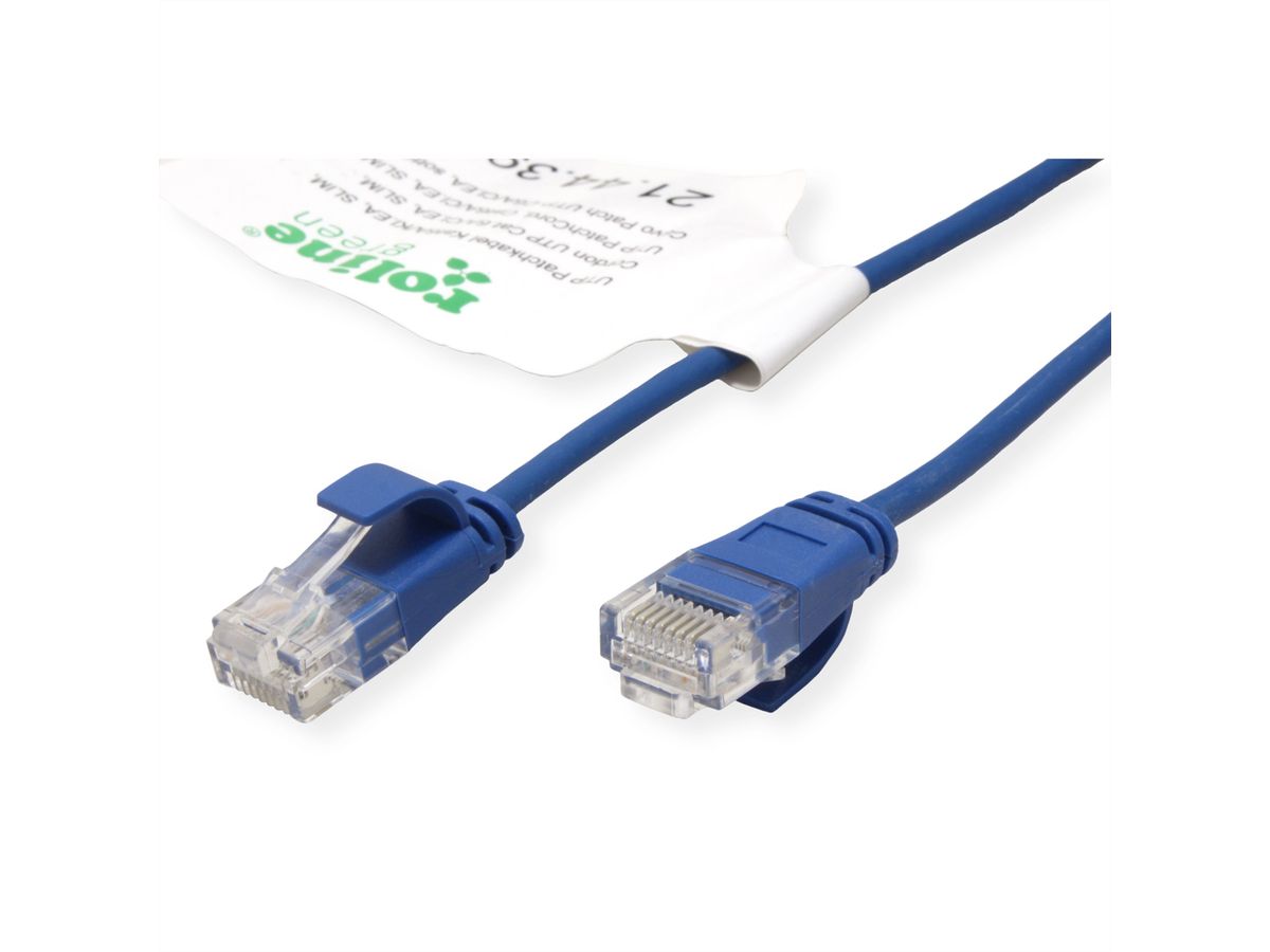 ROLINE GREEN UTP Patchkabel Kat.6A (Class EA), LSOH, slim, blau, 3 m