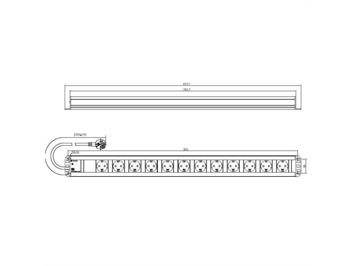 BACHMANN Handwerkerleiste 12x Schutzkontakt, 2 m