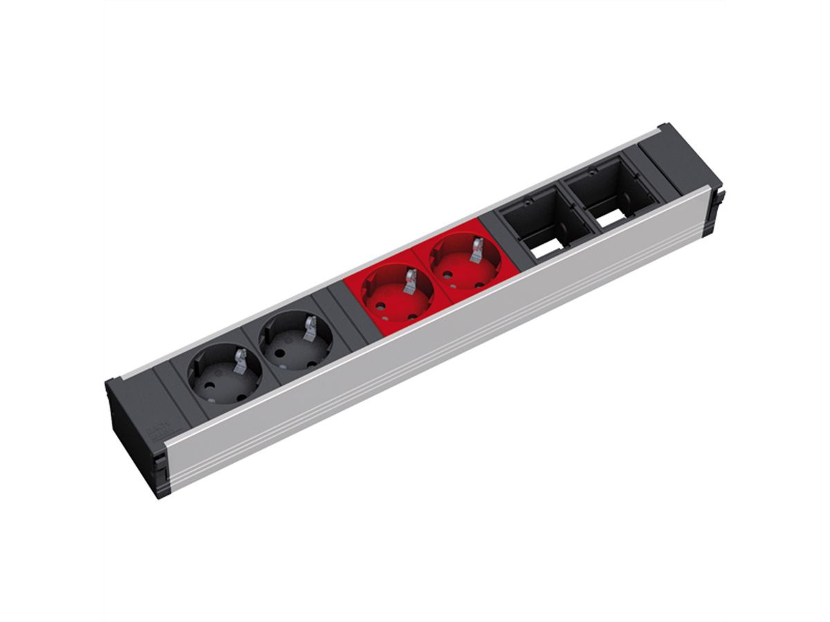 BACHMANN CONI 2xCEE7/3 2xCEE7/3 rt, Schutzkontakt 2xschwarz+2xrot