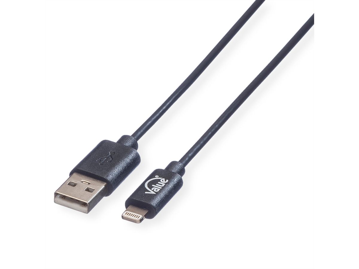 VALUE USB 2.0 Sync- & Ladekabel mit Lightning Connector, 0,15 m