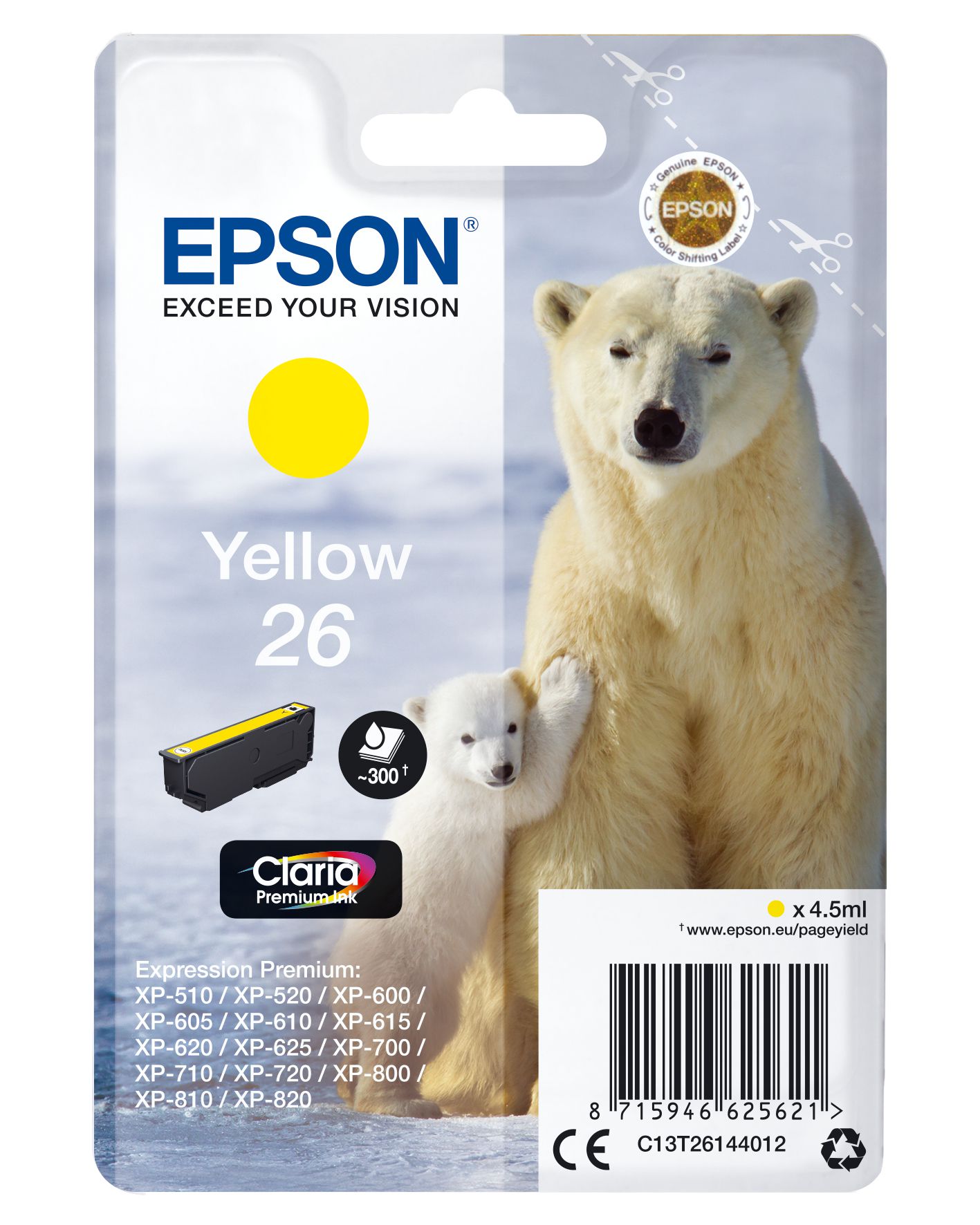 Epson Singlepack Yellow 26 Claria Premium Ink