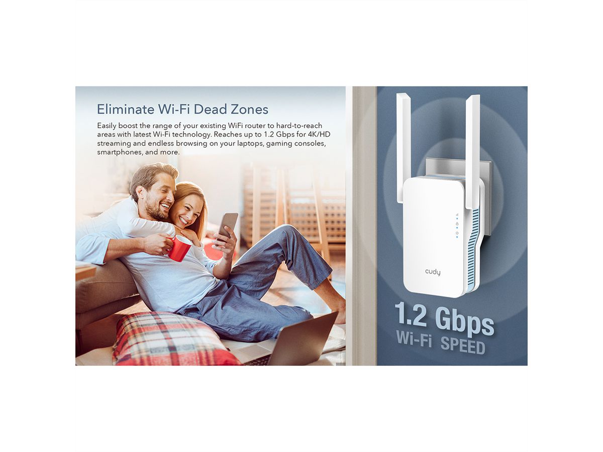 CUDY RE1200 AC1200 Wi-Fi Mesh Repeater