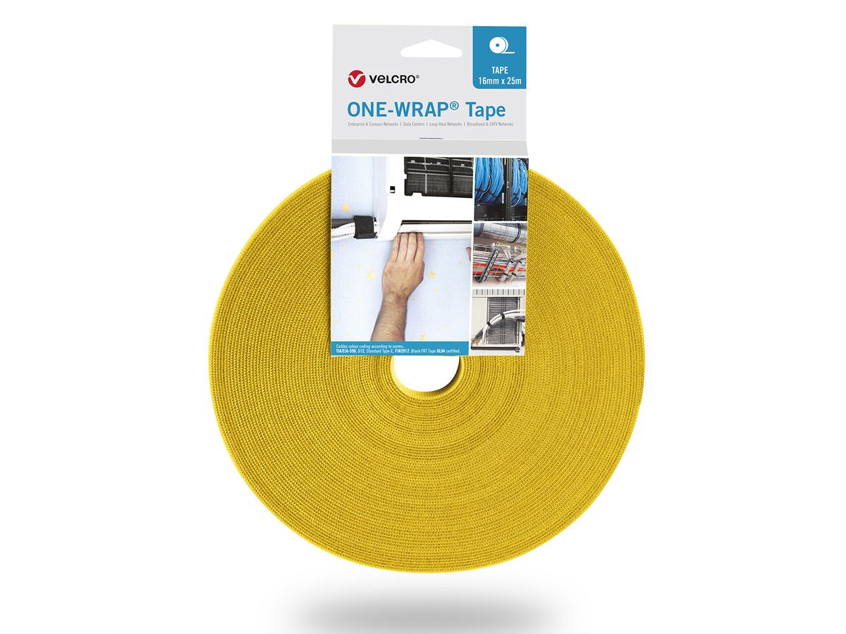 VELCRO® One Wrap® Band 50 mm breit, gelb, 25 m