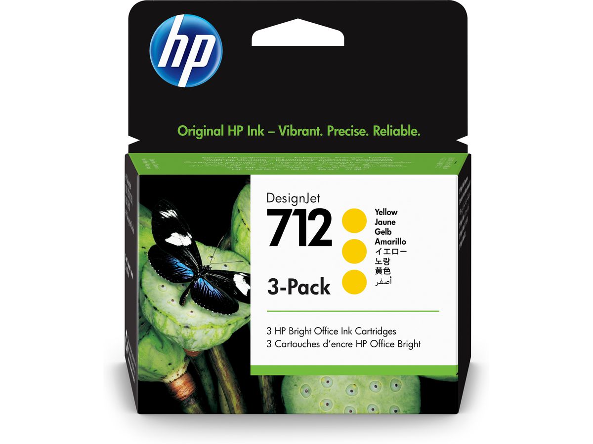 HP 712 3er-Pack Gelb DesignJet Druckerpatrone, 29 ml