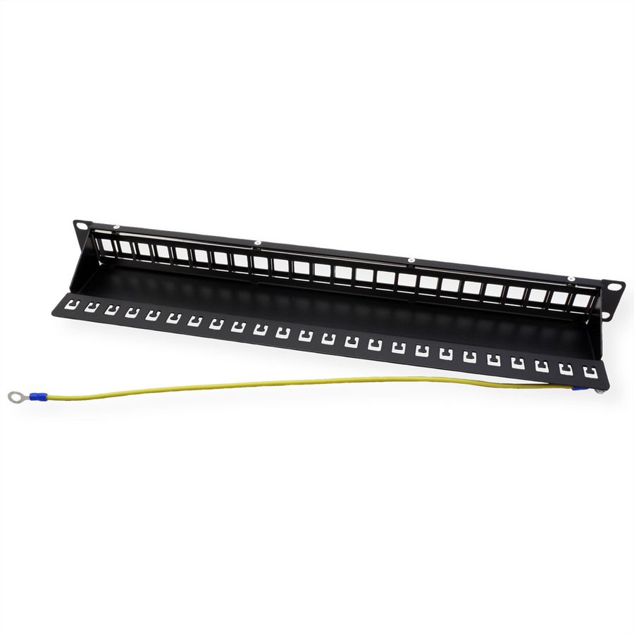 VALUE 19-Zoll-Keystone-Modulträger, 24 Ports, 1HE, geschirmt, schwarz