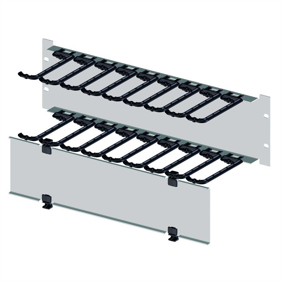 19"-Kabelmanager 2 HE mit klappbarer Blende, lichtgrau