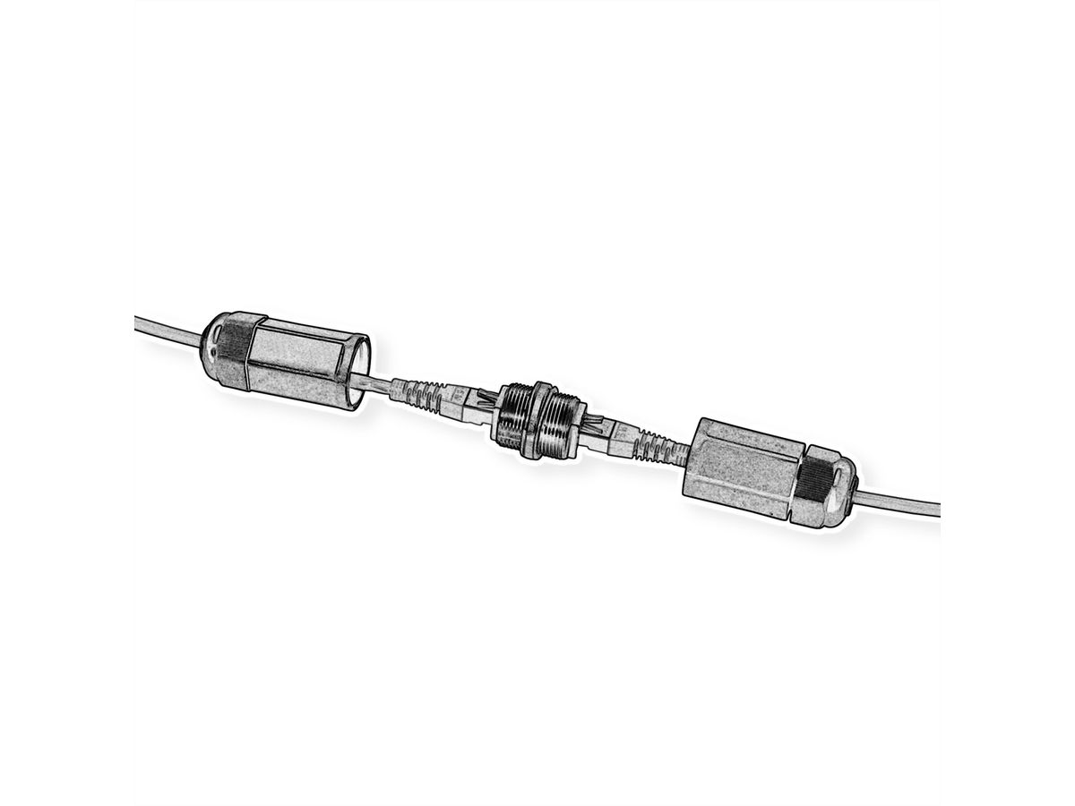 VALUE RJ-45 Kupplung geschirmt, Kat.6 (Class E), Outdoor/Industrie, schwarz