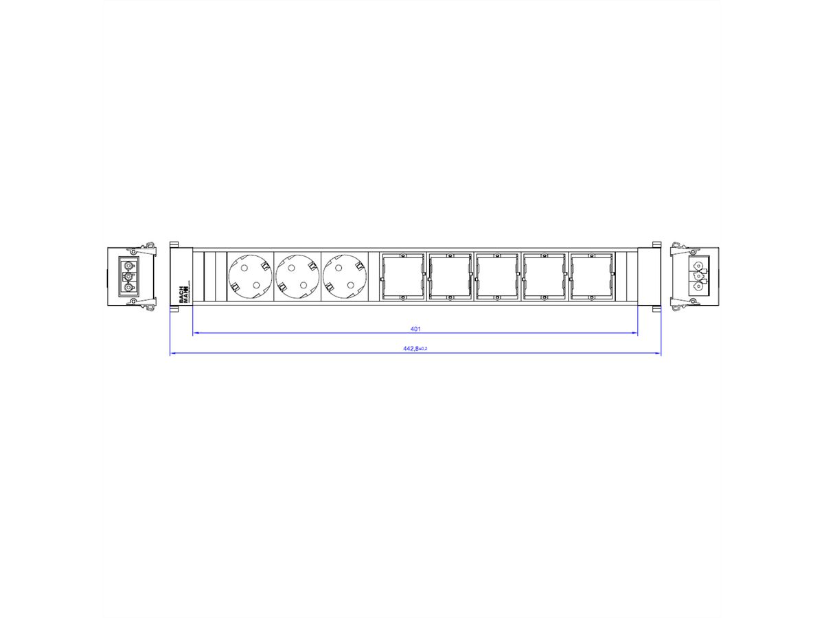 BACHMANN CONFERENCE TOP FRAME X-Large Einsatz 3x Schutzkontakt 5x ABD