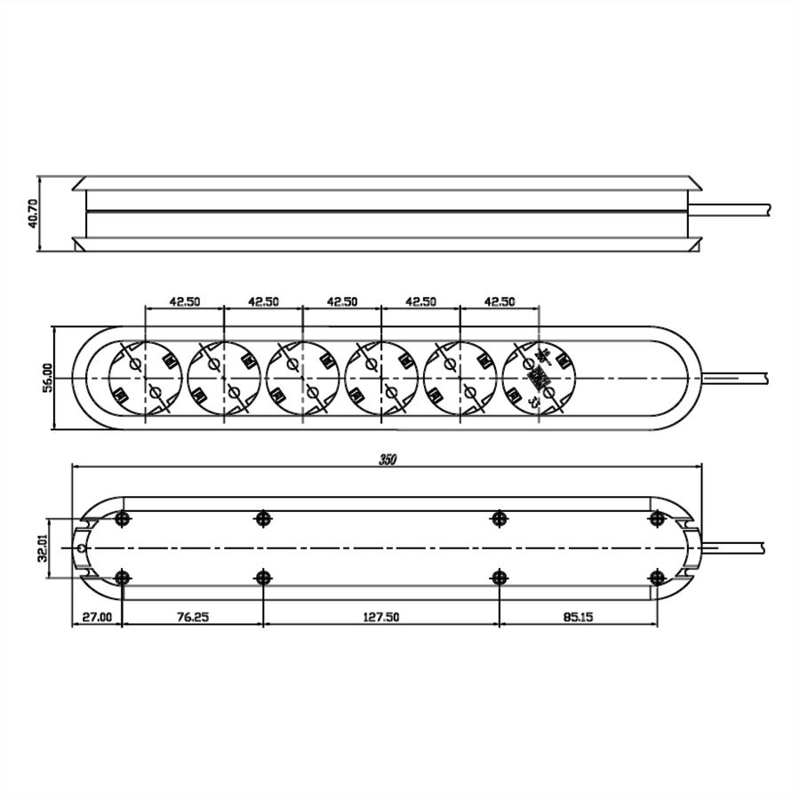 BACHMANN SMART Steckdosenleiste 6xCEE7/3 weiß, ohne Zuleitung