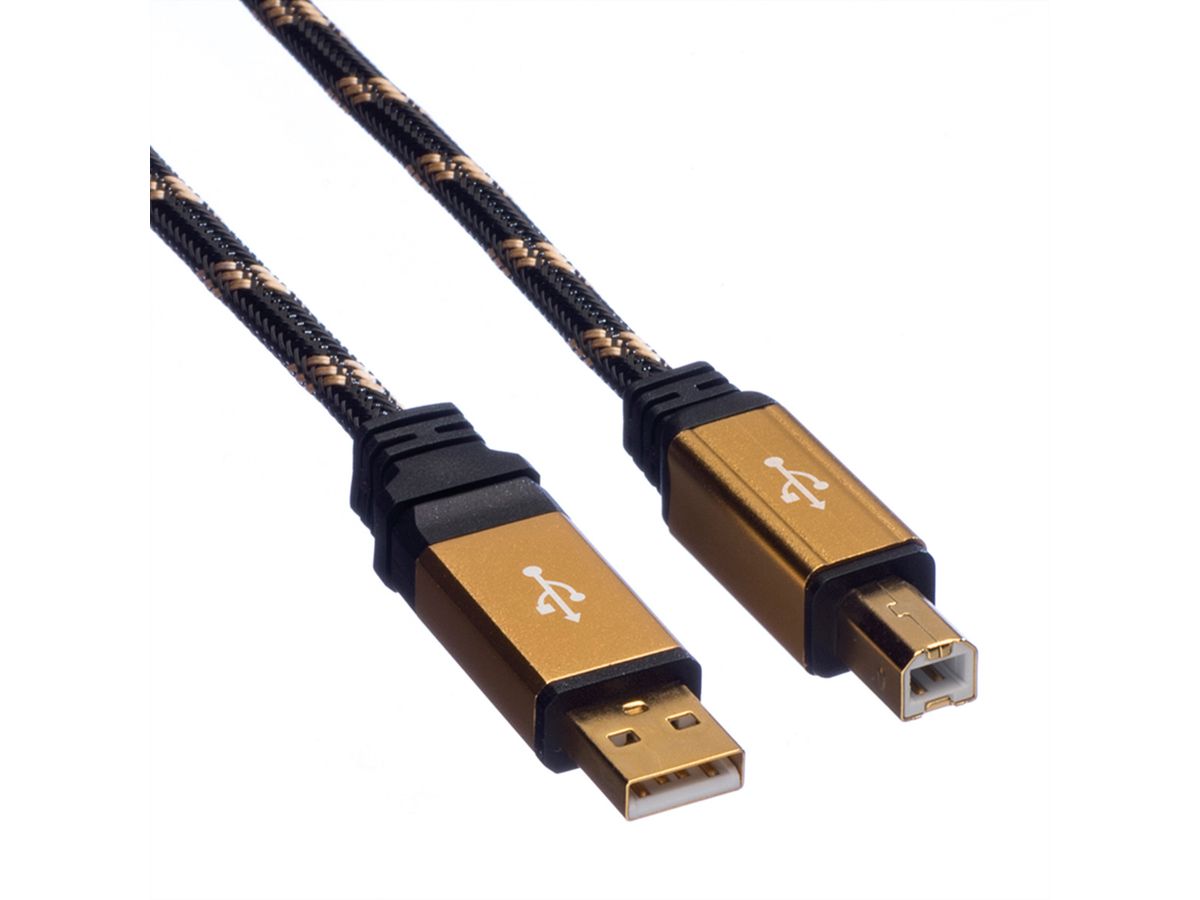 ROLINE GOLD USB 2.0 Kabel, Typ A-B, Retail Blister, 3 m
