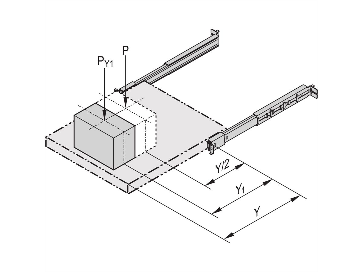 SCHROFF Universal 2 HE, schmale Teleskopschiene - TELESK.SCH.UNIV.2HE 610T (2X)