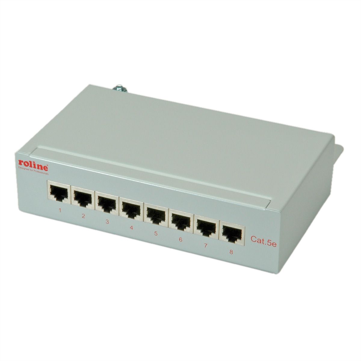 ROLINE Patchpanel, 8 Ports, Cat.5e (Class D), geschirmt, grau