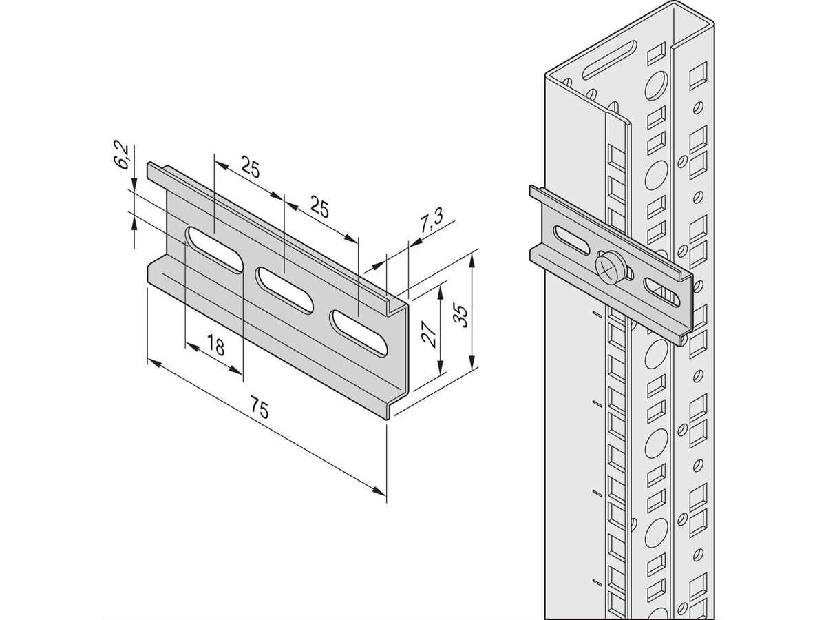 SCHROFF DIN-Schiene (EN 50022) - NTS MONT.F.THERMO/HYGROSTAT