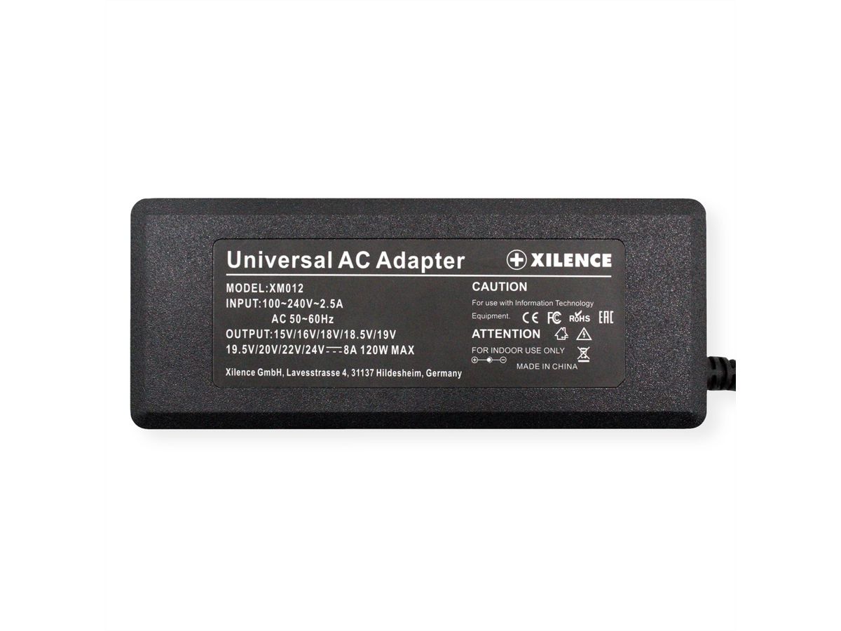 Xilence XM012 Universal Notebook Ladegerät, 11 Adapter, LED Anzeige, 120W