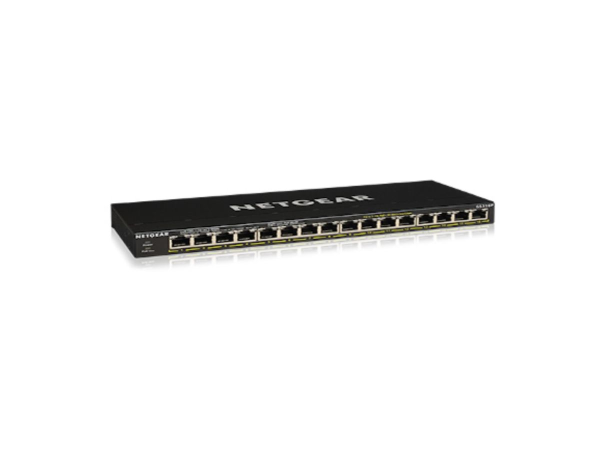 Netgear GS316P Unmanaged Gigabit Ethernet (10/100/1000) Power over Ethernet (PoE) Schwarz