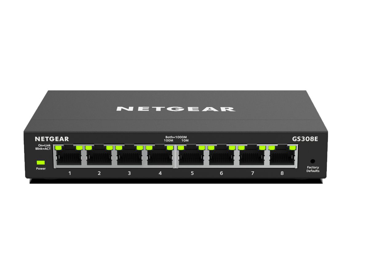 Netgear GS308E Managed Gigabit Ethernet (10/100/1000) Schwarz