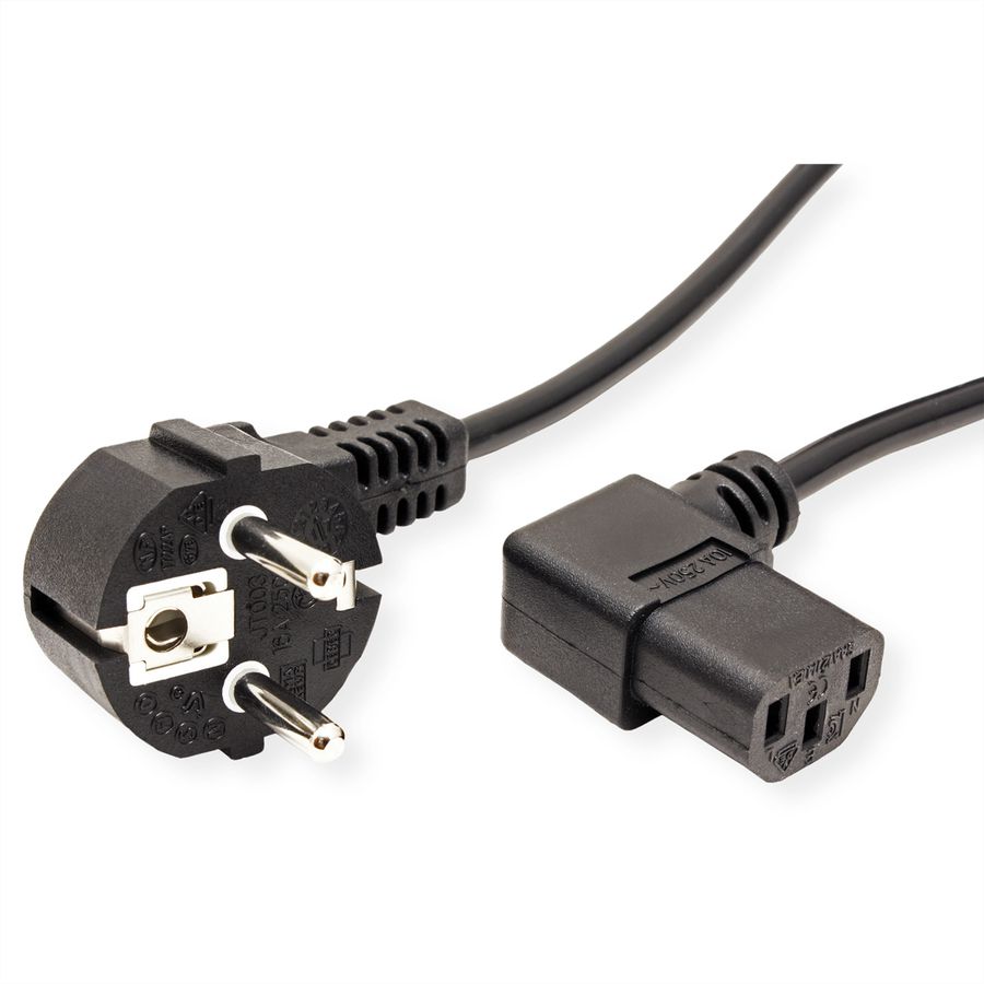 VALUE Netzkabel, abgewinkelte IEC-Buchse, schwarz, 1,8 m