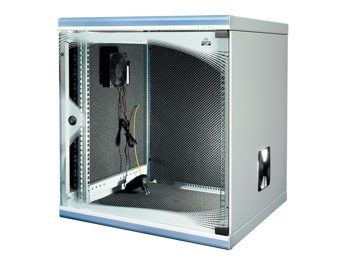 optiRACK "silent" aktiv 12HE, 612x555x600mm, schallgedämmt, Untertisch-Schrank