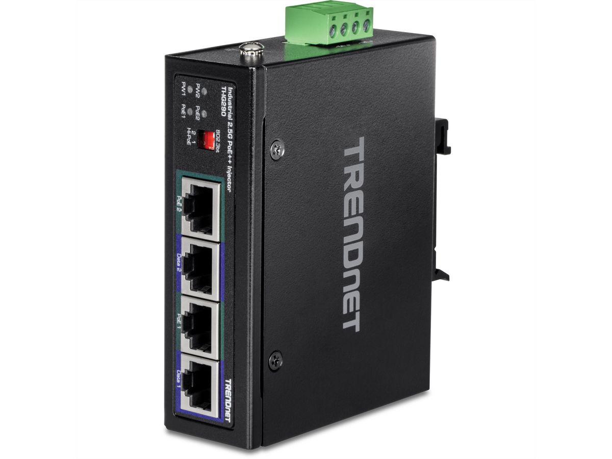 TRENDnet TI-IG290 PoE Injector, 95W 2-Port Industrial 2.5G PoE