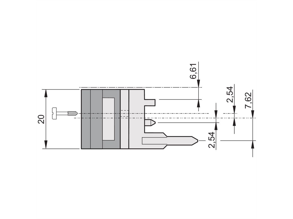 SCHROFF IET-Griff mit 0,1 Zoll Versatz - IET-GRIFF OB O GR/SW 100ST