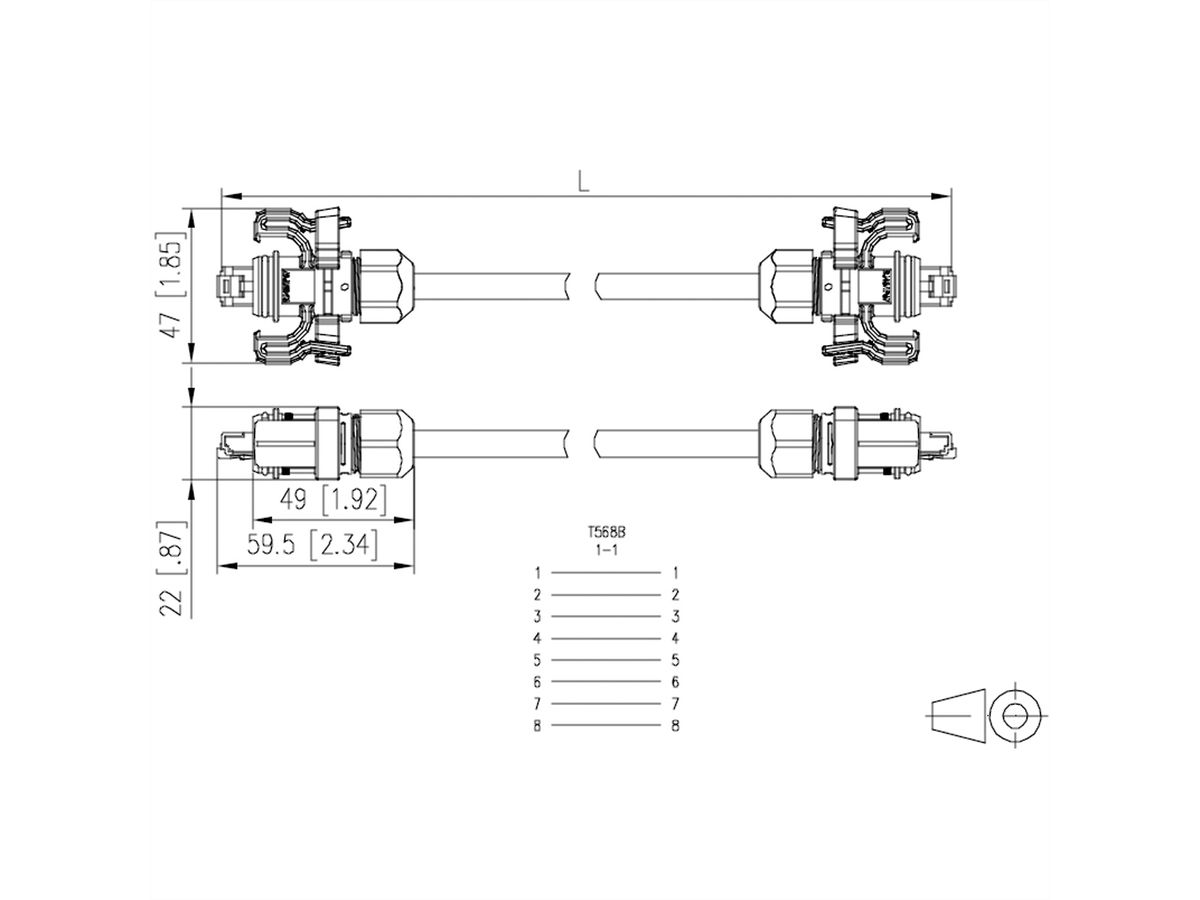 METZ CONNECT E-DAT Industry Patchkabel V6, IP67 - IP67, 15 m