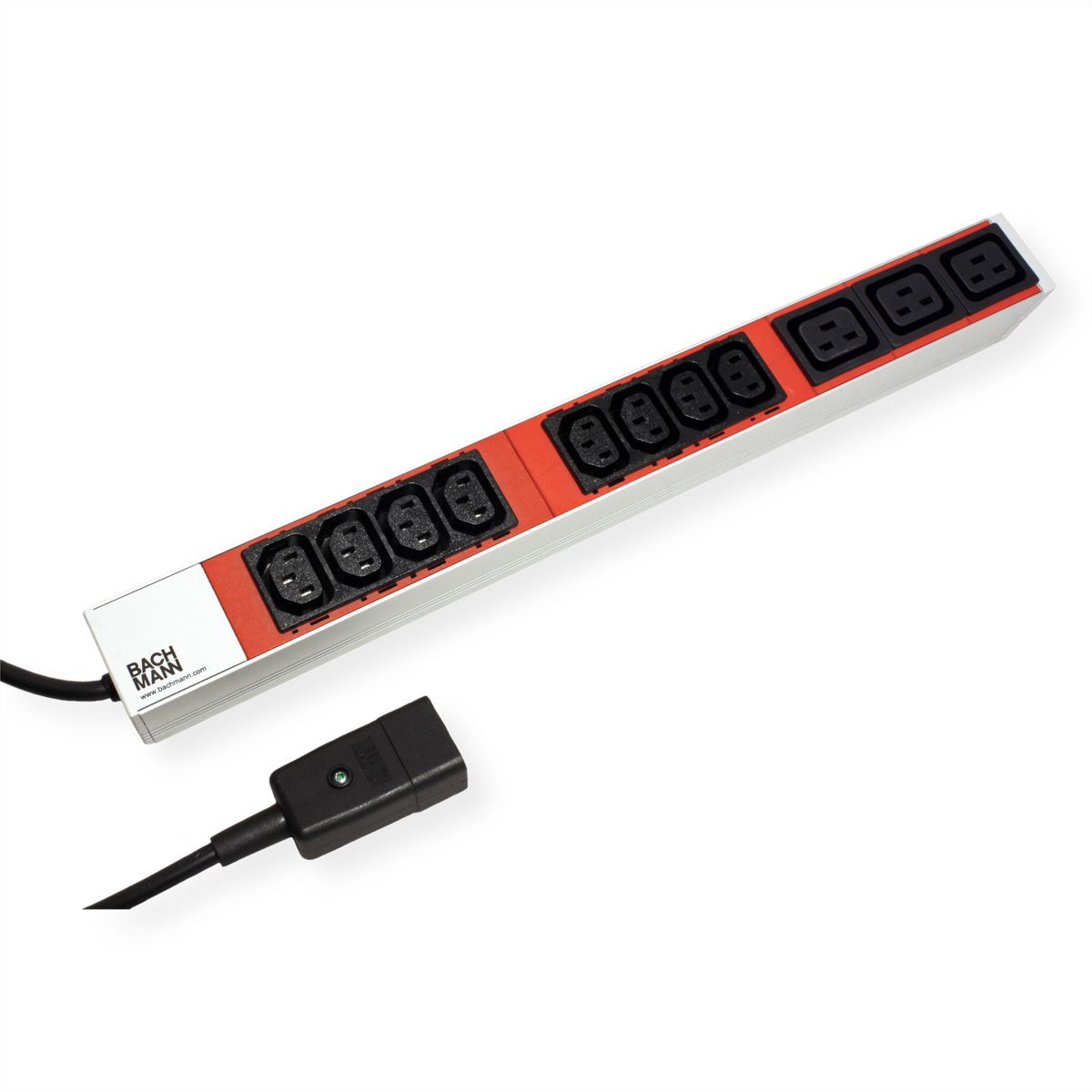 BACHMANN IT PDU ALU 1HE 8x C13 3x C19, Zuleitung mit C20 stecker