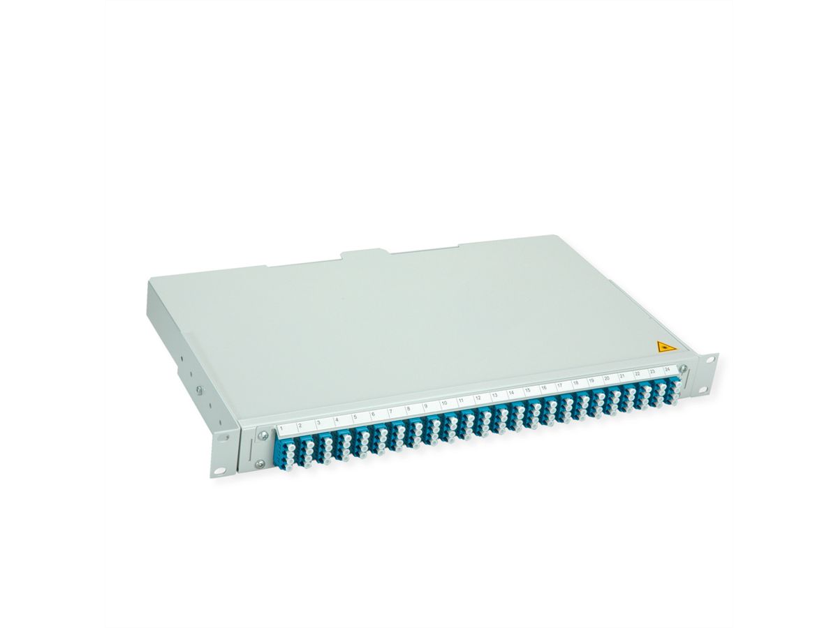 TELEGÄRTNER BASIS V LWL-Panel mit Kupplungen & Pigtails, 24x LC Quad, grün, OS2 PC