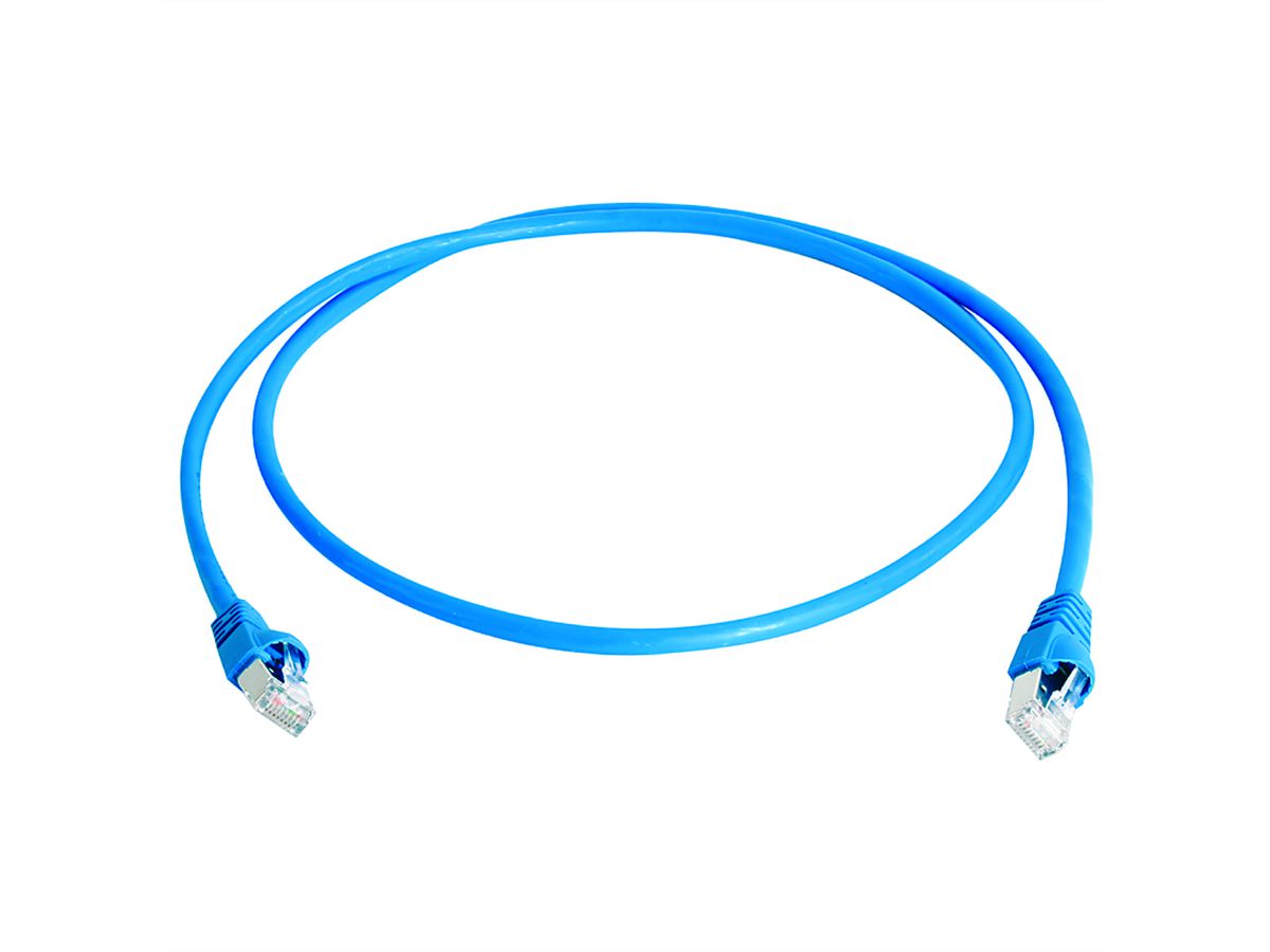 TELEGÄRTNER Mini patch cord S/FTP Cat.6A, MP8 FS500, LSZH, 1:1, blau, 2 m