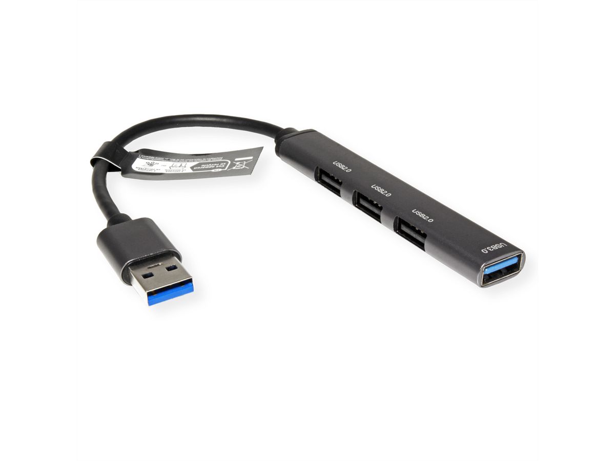 STANDARD USB 2.0 Hub, 1x A, 4x A Ports, (3x USB 2.0 +1x USB 3.2 Gen1)