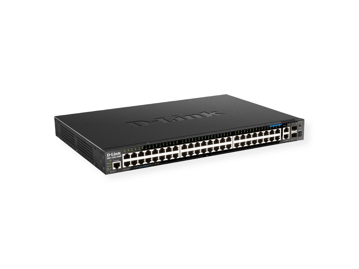 D-Link DGS-1520-52MP/E 52-Port Smart Managed PoE+ Gigabit Stack Switch, 4x 2.5 GE, 4x 10G