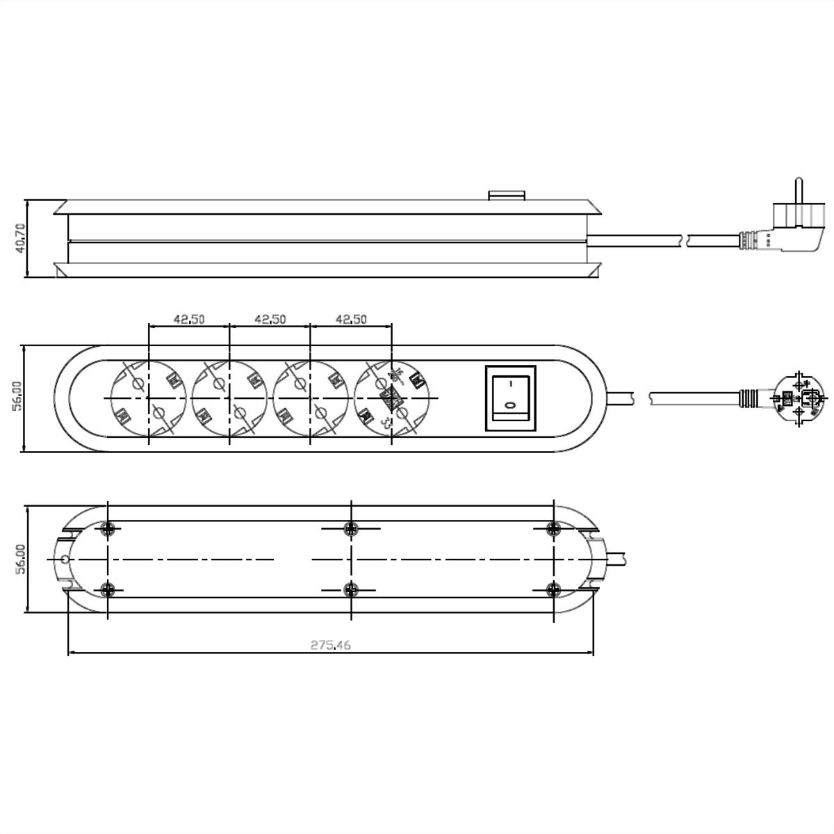 BACHMANN SMART Steckdosenleiste 4x Schutzkontakt, Schalter, weiß, 1,5 m