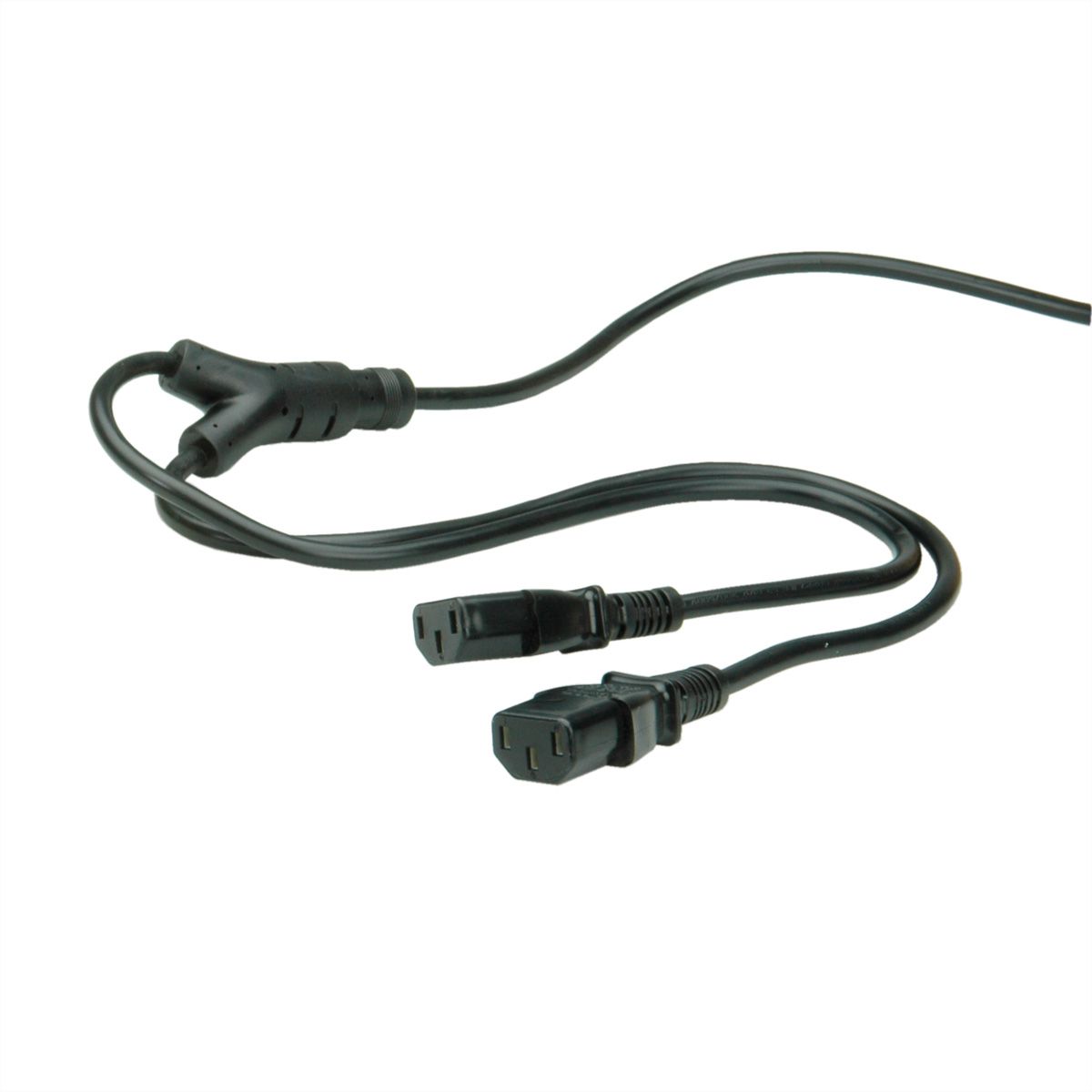 VALUE Y-Netzanschlusskabel, schwarz, 2 m