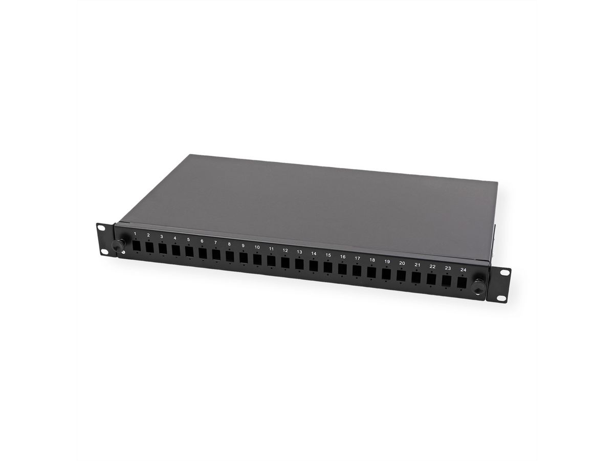 VALUE 19"-Spleißbox leer 1 HE, ausziehbar, 24x SC SX / LC DX