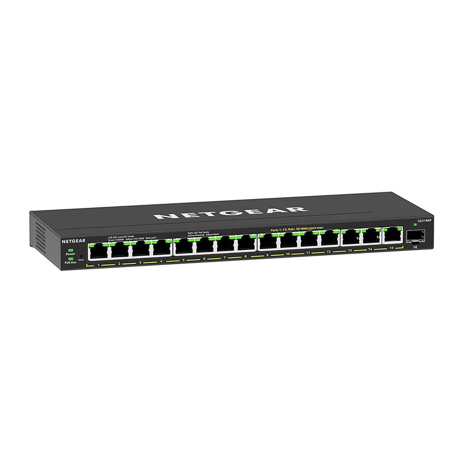 NETGEAR GS316EP-100PES Netzwerk-Switch Managed Gigabit Ethernet (10/100/1000) Power over Ethernet (PoE) Schwarz