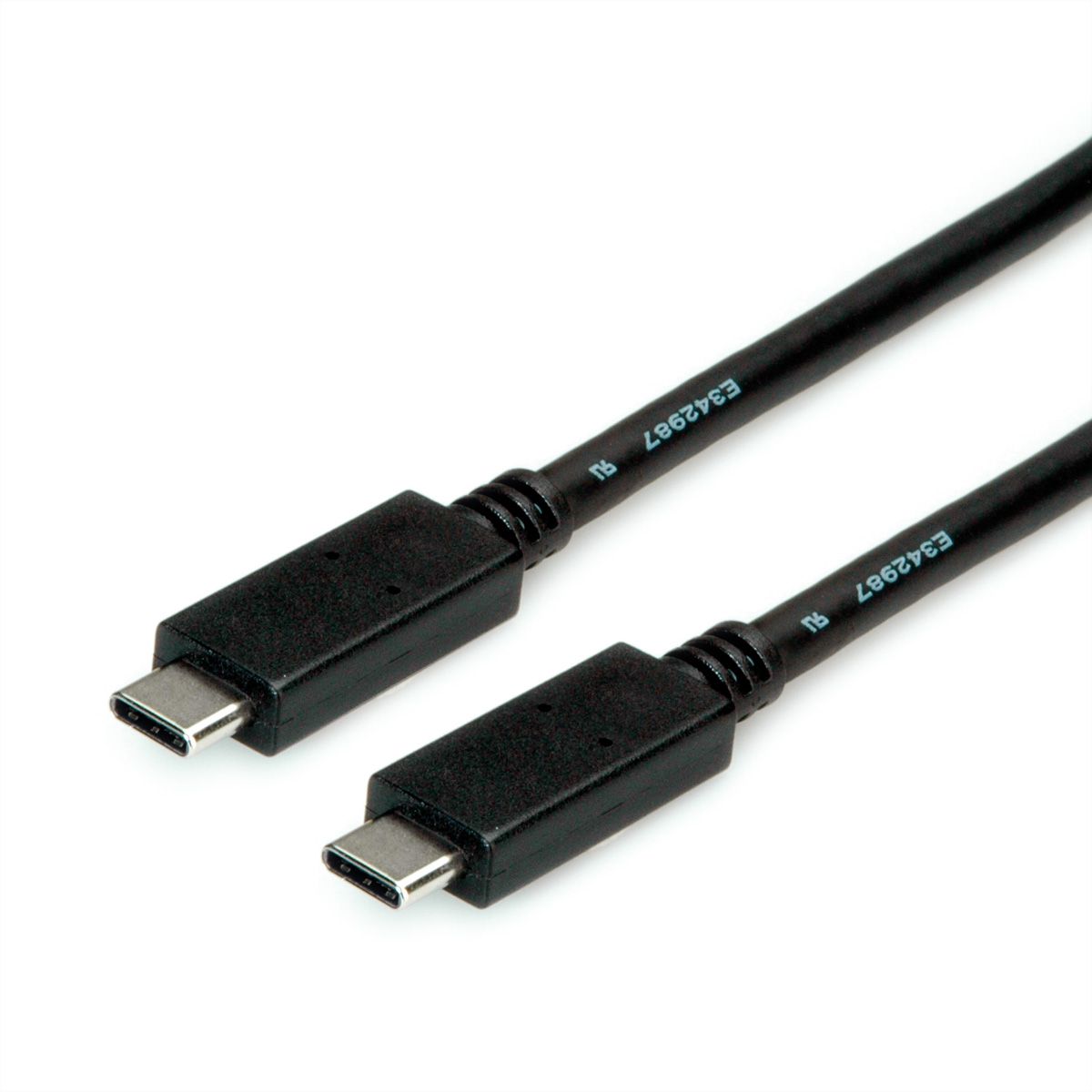 ROLINE USB 3.2 Gen 2 Kabel, USB C-C, ST/ST, 4K UHD-1, 10Gbit/s, Emark, 100W, schwarz, 2 m